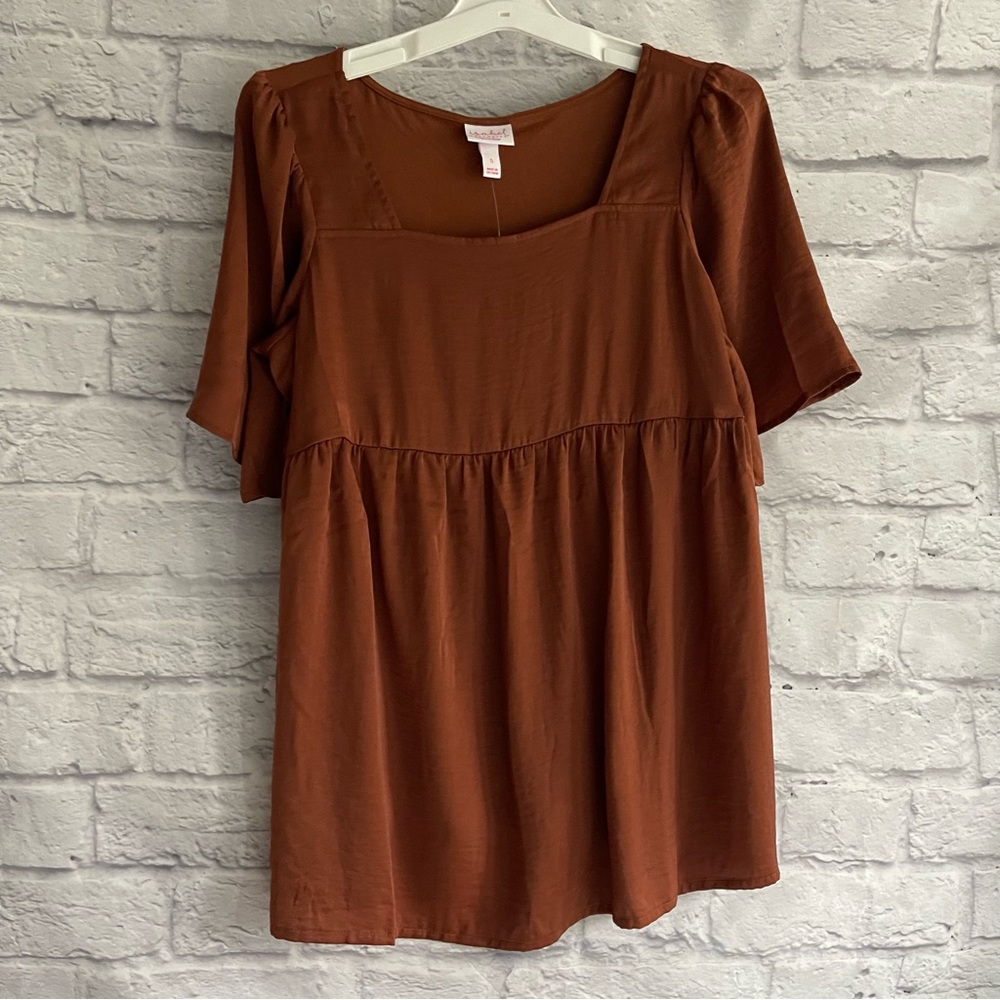 NEW WITH TAGS ISABEL MATERNITY BROWN MATERNITY SHIRT SMALL S TOP